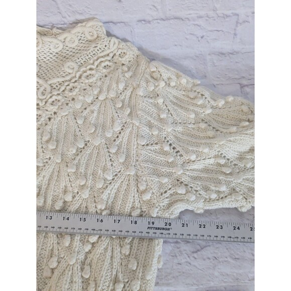 Vintage 80s S.S.G. Catharine Lover Chunky Crochet Sweater Cottage Core Ivory M - Picture 8 of 8